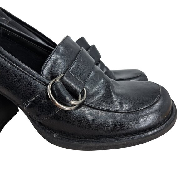 Vintage Y2K Skechers Faux Leather Chunky Heels Size 7 7.5? Somethin' Else Black - Picture 4 of 13